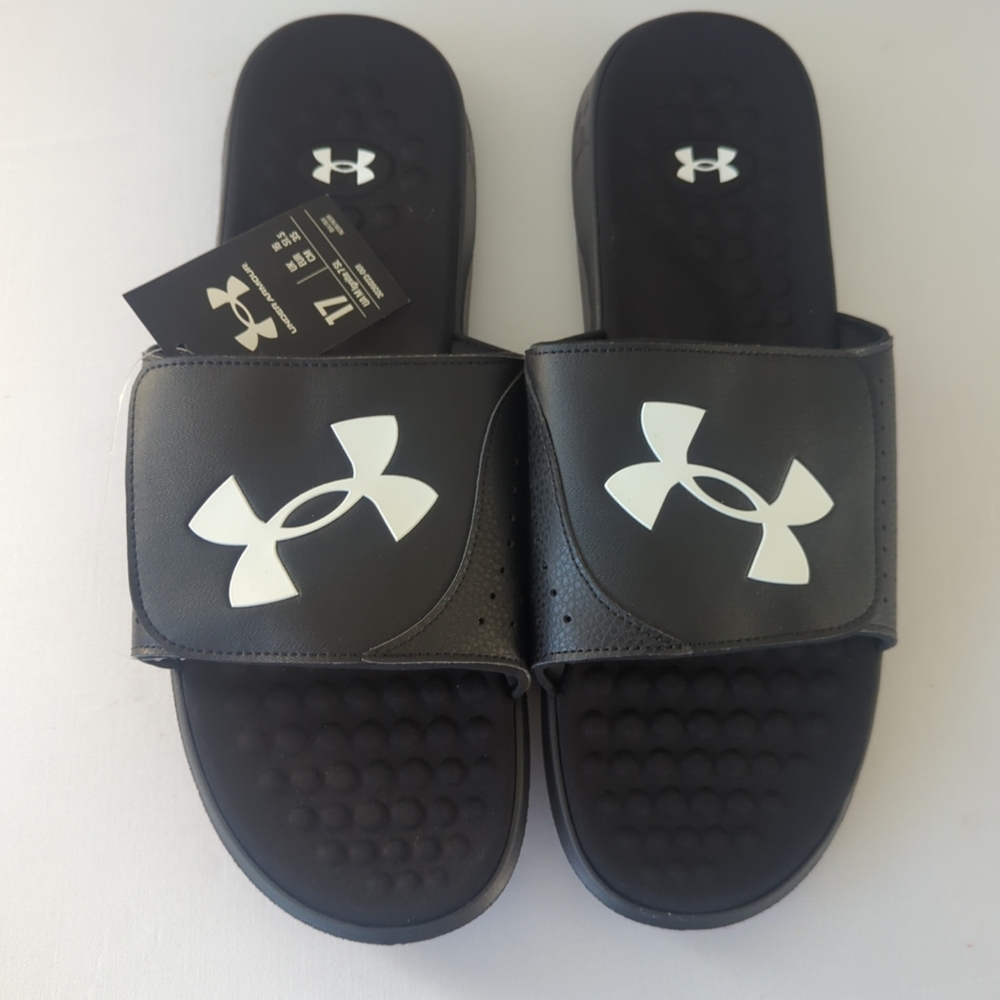 New with tags under armor men 's size 17 ignite pro slide sandals black and whit